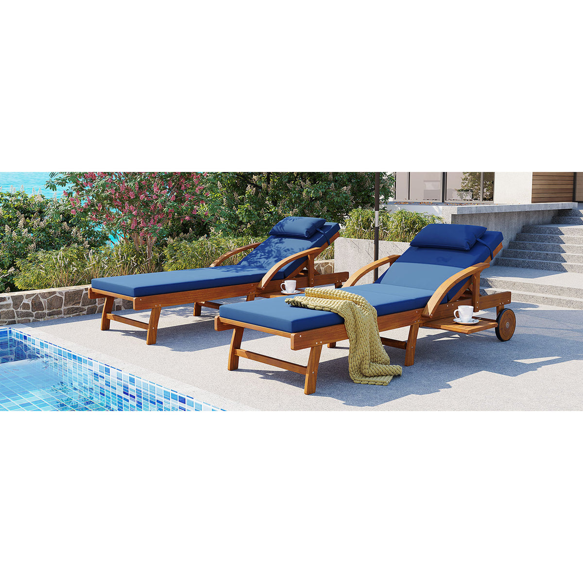 variant-group:rf-n711wy000482aac|Roomfitters 77.5-Inch Adjustable Acacia Wood Outdoor Lounge Chairs, Set of 2 Reclining Chaise Loungers, Navy Cushions
