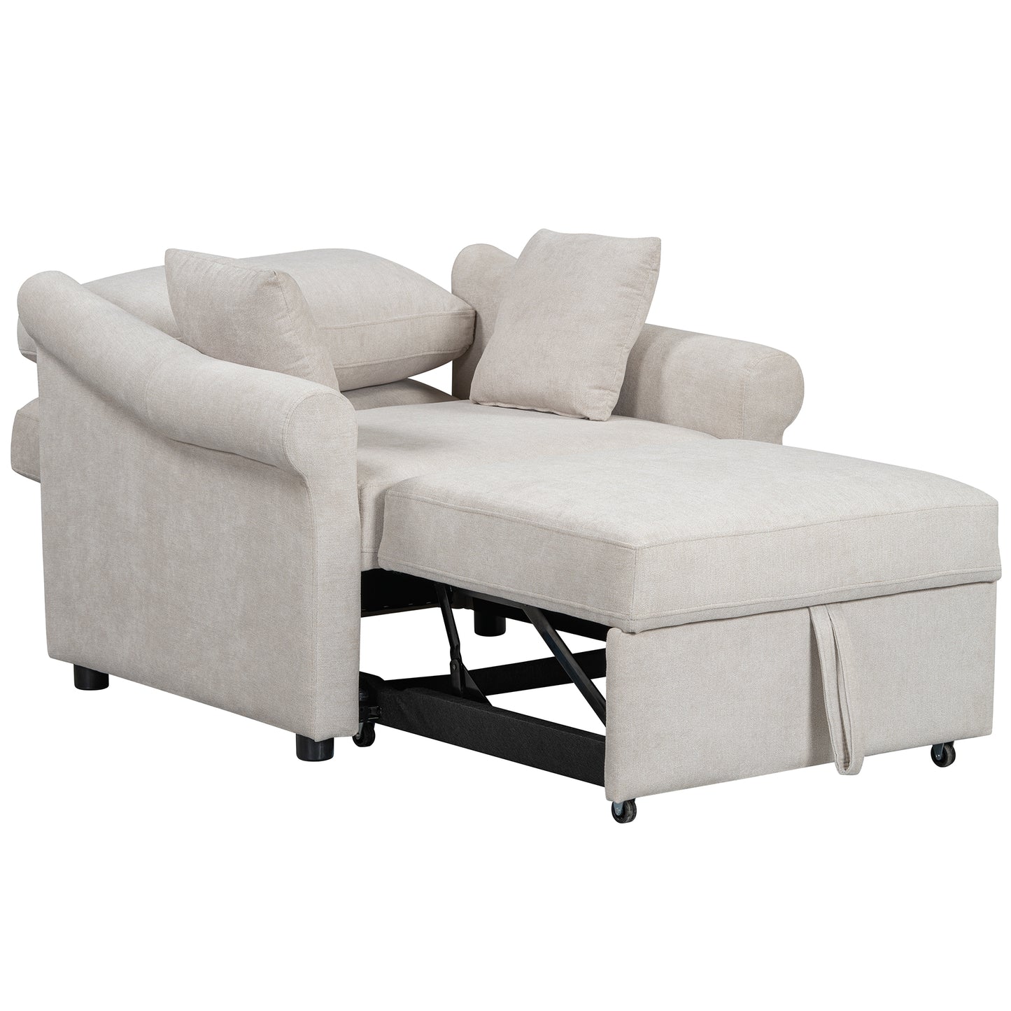 variant-group:rf-n701bs701p468429c|Roomfitters Chenille Convertible Sleeper Chair, 3 in 1 Single Sofa Bed Lounger, Adjustable Backrest Pull Out Bed, Beige