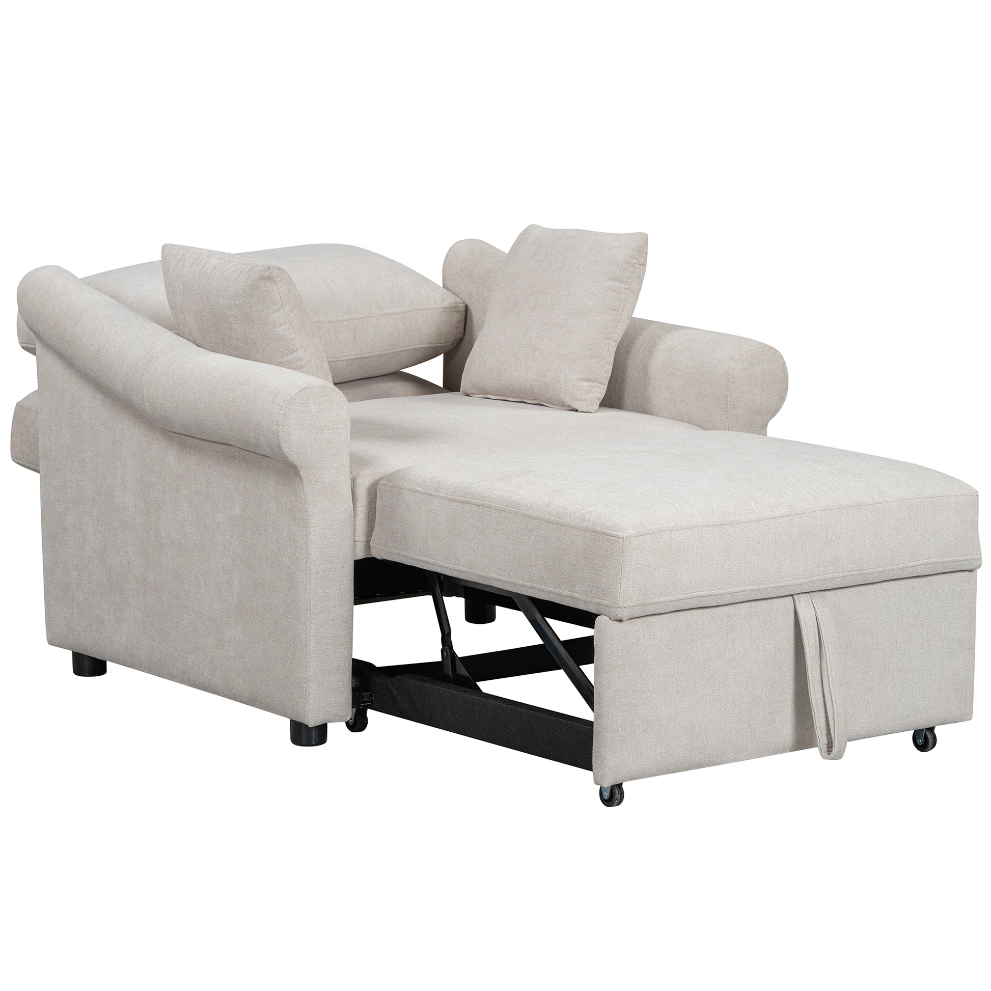 variant-group:rf-n701bs701p468429c|Roomfitters Chenille Convertible Sleeper Chair, 3 in 1 Single Sofa Bed Lounger, Adjustable Backrest Pull Out Bed, Beige