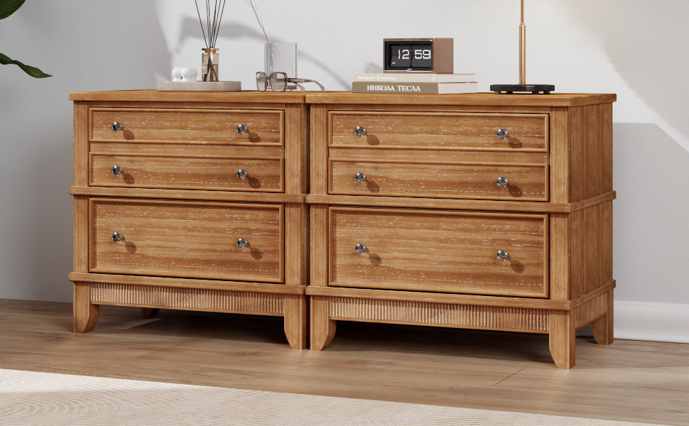 variant-group:rf-n701bs701p183796d|Roomfitters 3 Drawer Farmhouse Wood Nightstand Set of 2, Fully Assembled Bedside Accent Side Table, Felt Lined, Hazel