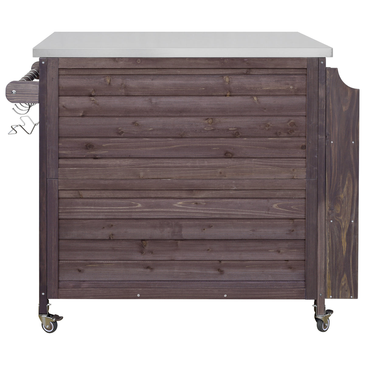 variant-group:rf-n707p370287z|Roomfitters 42.1" Grill Cart, Outdoor Kitchen Island with Stainless Steel Top, BBQ Prep Station with Spice Rack, Dark Brown