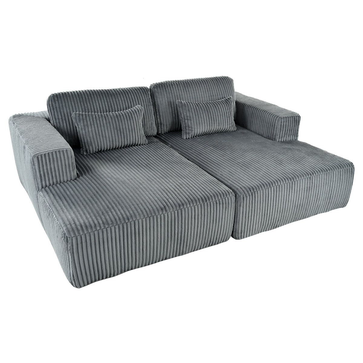 variant-group:rf-n711wy000449aae|Roomfitters Corduroy Double Sofa Bed with Pillows, Modern Convertible Couch for Living Room, Apartment, Gray