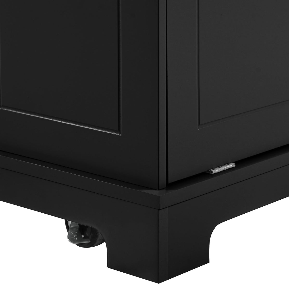 Roomfitters 48" Rolling Kitchen Island with Tilt-Out Trash Can Cabinet, Mobile Cart with Power Outlets, Fluted Drawers, White