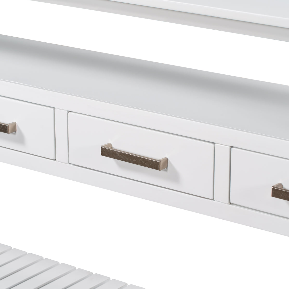 variant-group:rf-n711p410406k|Roomfitters 61.5" Entryway Table with 4 Drawers, 3-Tier Console Sofa Table with Open Shelves for Hallway, White