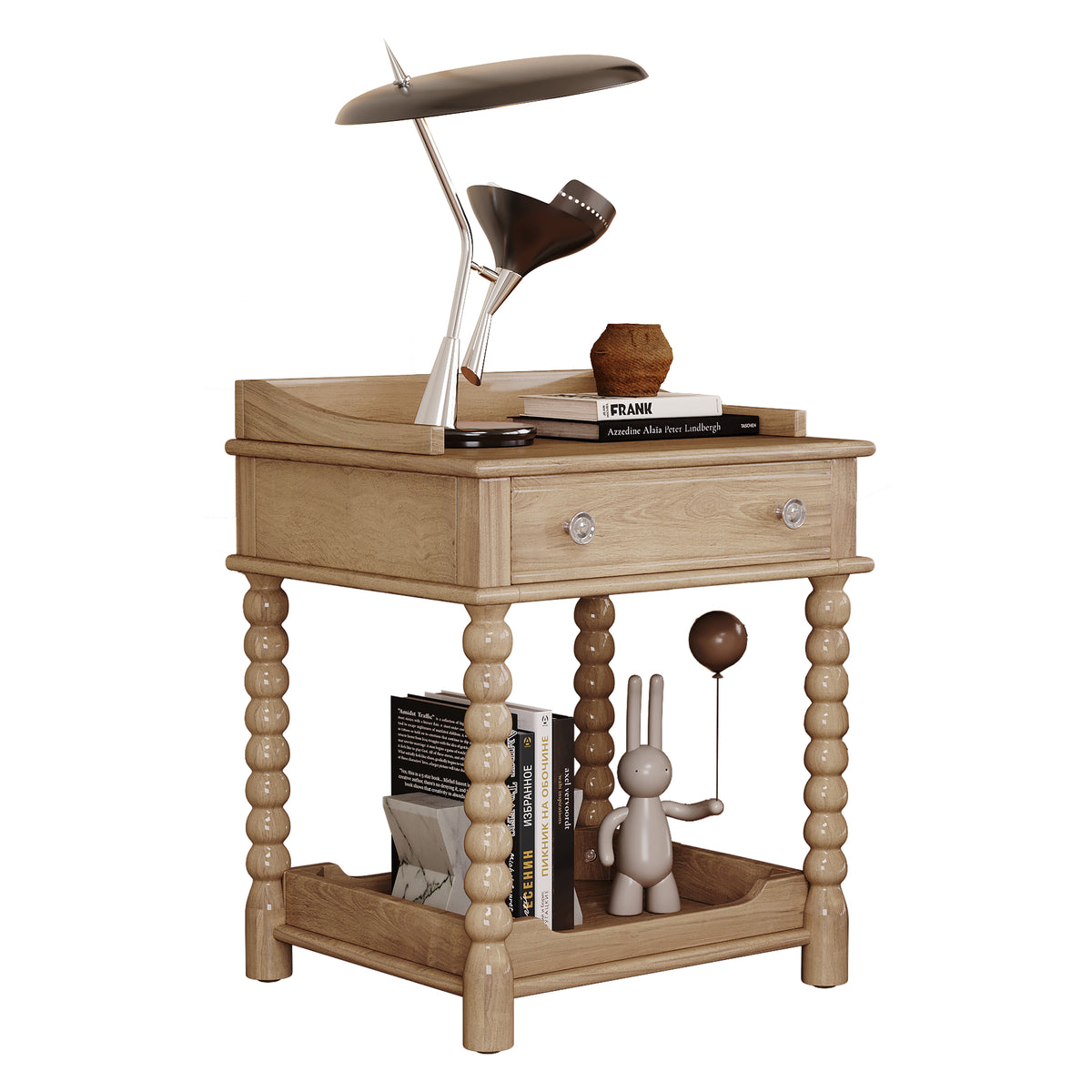 variant-group:rf-n733p206240m|Roomfitters Retro Nightstand Bedside Table with Open Shelf and Storage Compartment, Metal Handle Accent, Natural