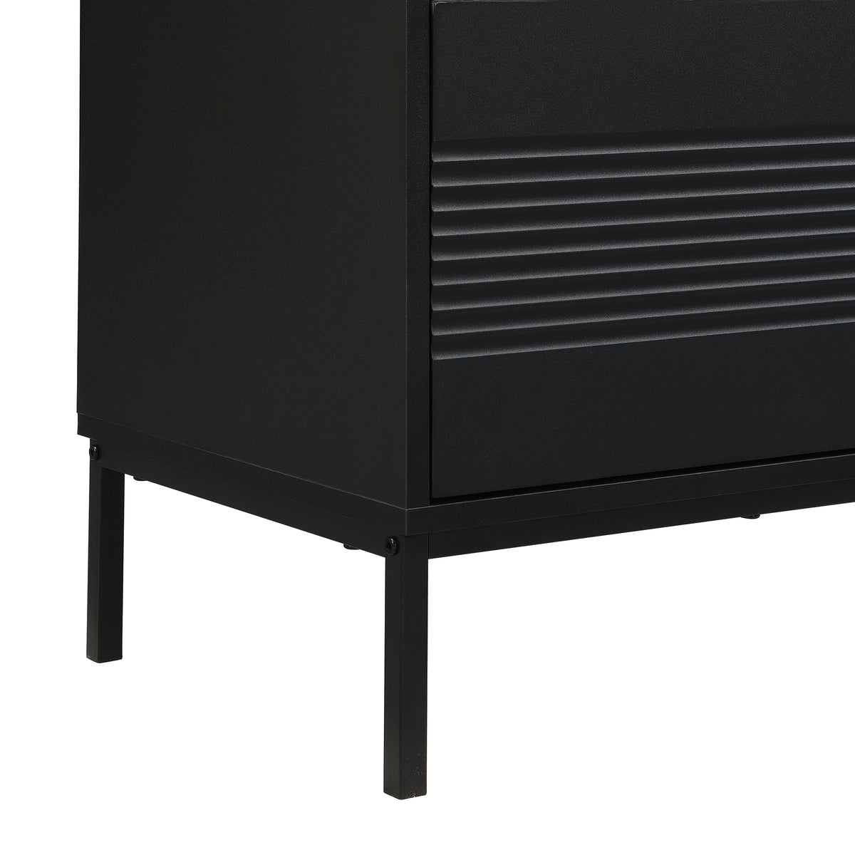 variant-group:rf-n724p360370b|Roomfitters Mid-Century Modern 70" TV Stand Console with Sliding Doors, Black