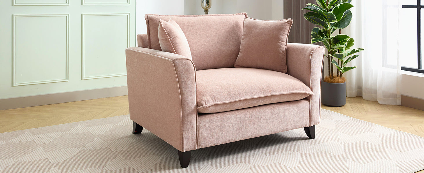 variant-group:rf-n701p379404p|Roomfitters 46.3 Inch Oversized Armchair, Chenille Comfy Accent Chair and a Half Sofa, Rubberwood Legs Pillow, Pink