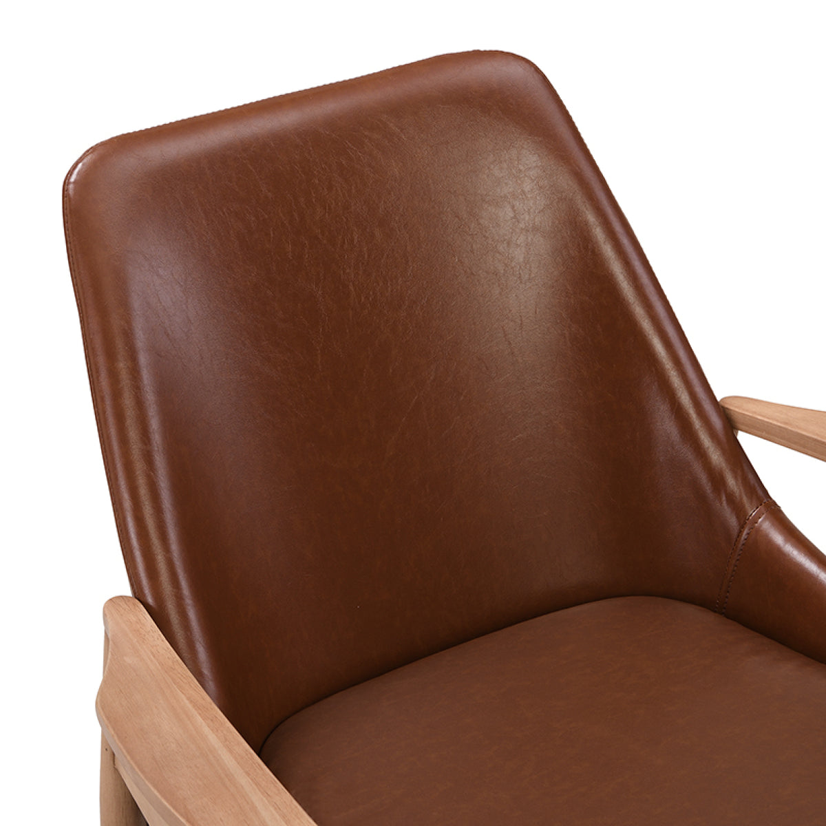 variant-group:rf-n724sj000145aad|Roomfitters PU Leather Mid-Century Accent Chairs with Solid Wood Frame and High Backrest, Set of 2, Brown