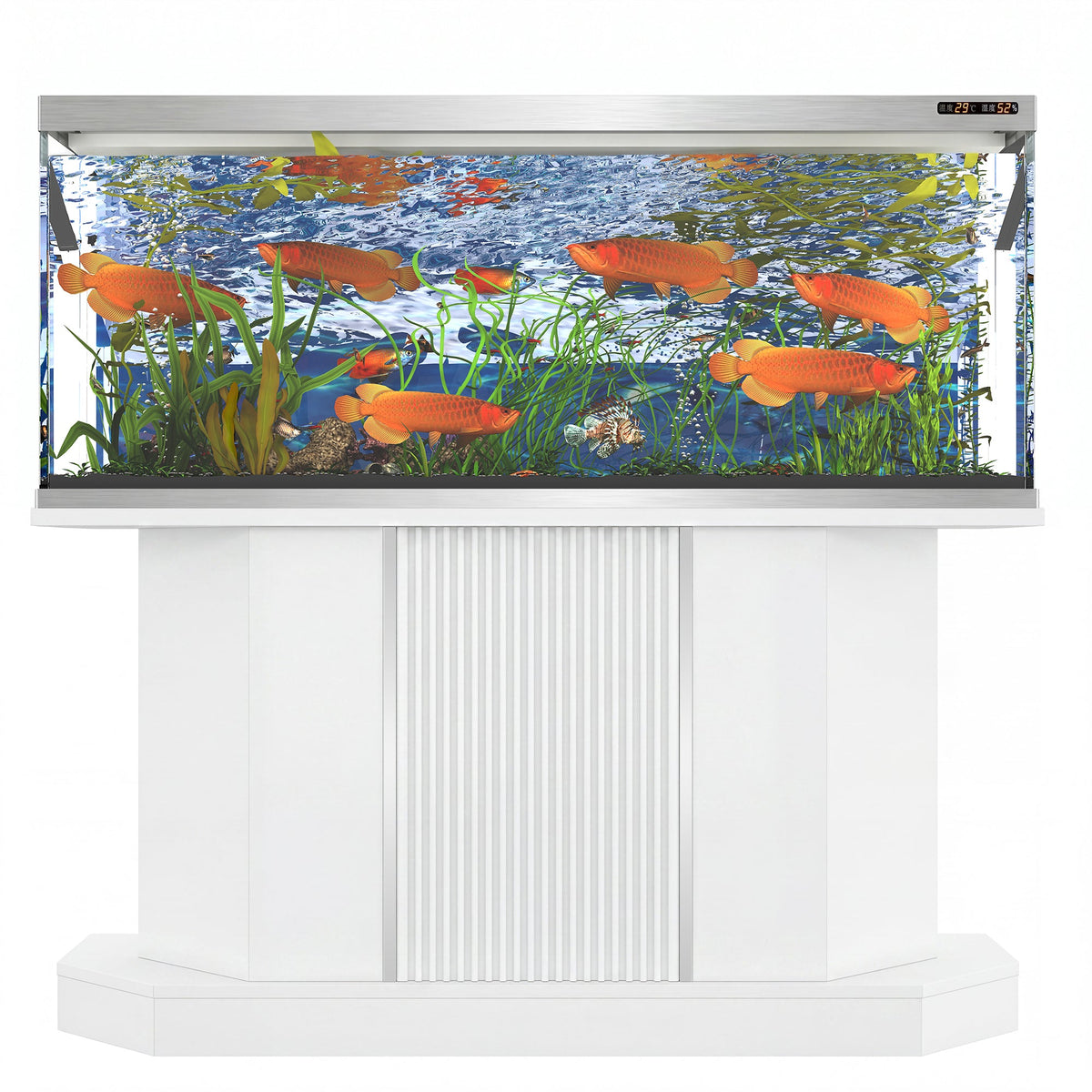 Roomfitters Modern 55-75 Gallon Heavy Duty Aquarium Stand with Moisture Resistant Cabinet Storage White Roomfitters