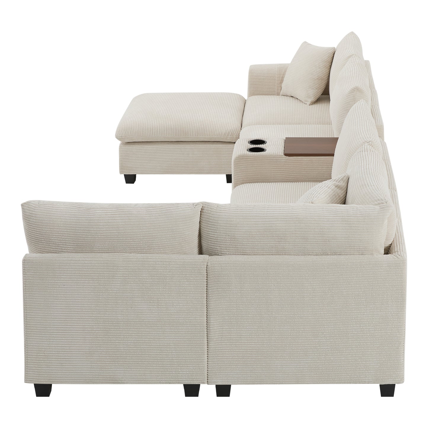 variant-group:rf-n723s1166a|Roomfitters 139 Inch U-Shaped Modular Sectional Sofa with Storage Console, Cup Holders and USB Ports for Living Room, Beige