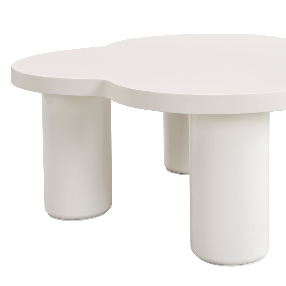 Roomfitters Modern Coffee Table Set of 2 with Irregular Shape and Glass End Table, Roman Column Legs, White Roomfitters