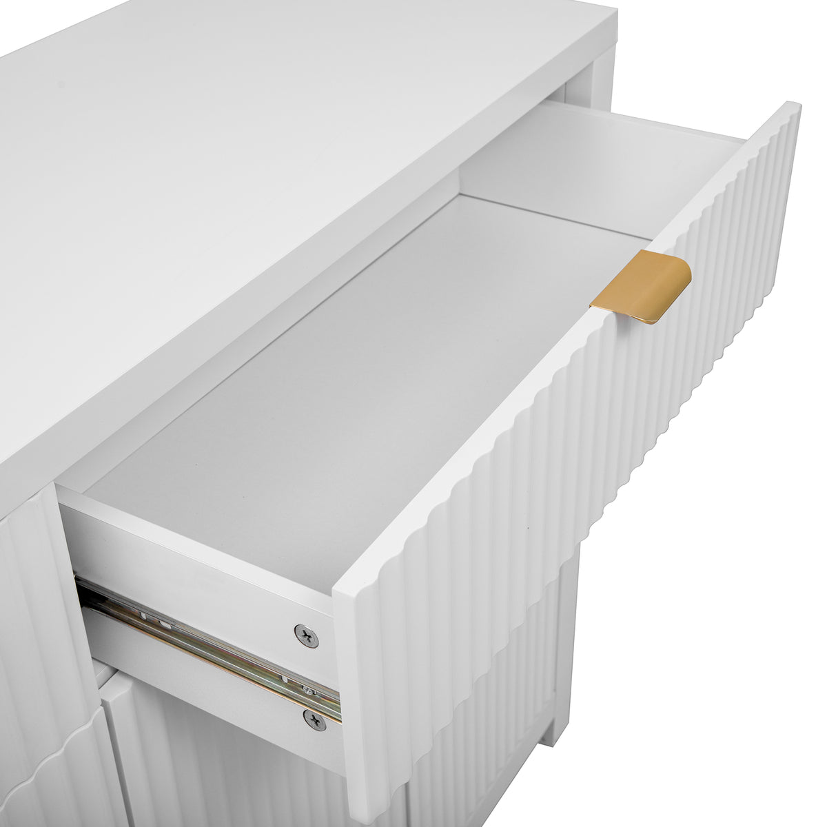 variant-group:rf-n711p269068k|Roomfitters Modern Sideboard Cabinet, Wave Pattern Storage Buffet with Adjustable Shelves, Accent Console, White