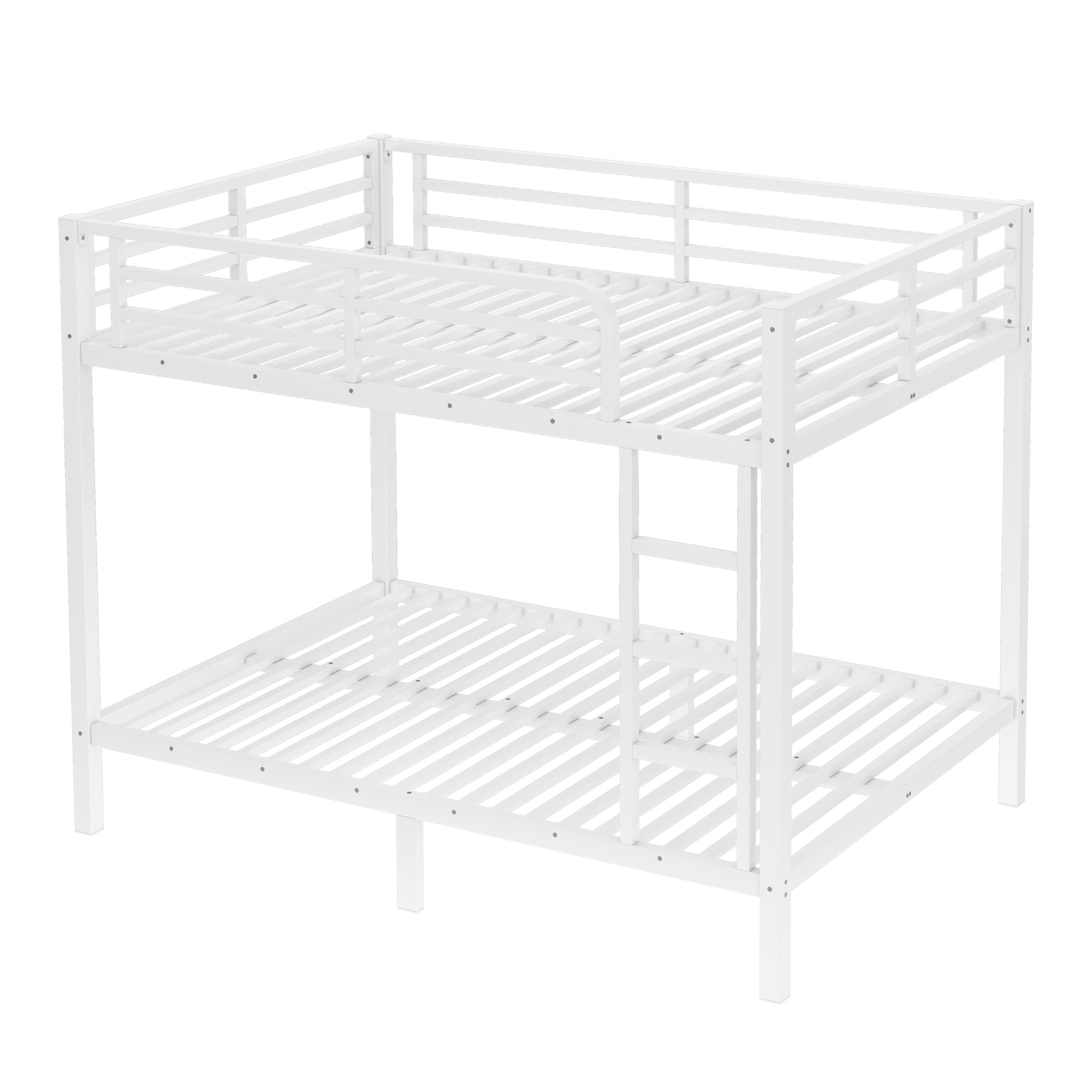variant-group:rf-w1580p329015|Roomfitters Metal Full Over Full Bunk Bed Frame with Ladder & Safety Rail, Durable Space-Saving Design, White
