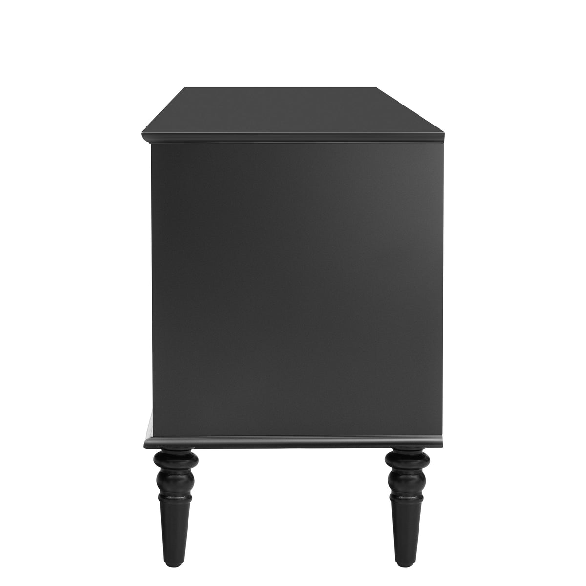 Roomfitters Retro TV Stand for up to 75 Inch TV, Fluted Glass Door Media Console with Five Wood Legs, Black Roomfitters