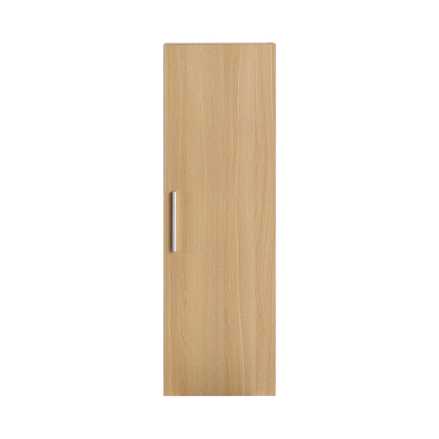 12" Tall Floating Bathroom Side Cabinet, Light Oak Plywood Linen Cabinet, Wall-Mounted Single Door Storage with Black/Aluminum Handles Roomfitters