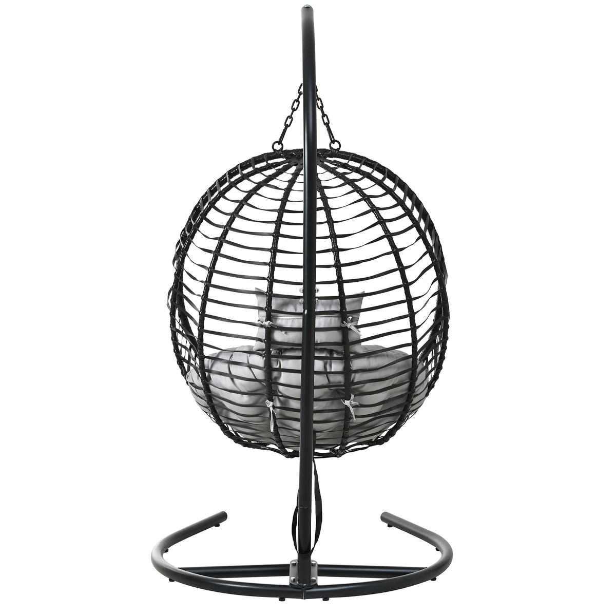 variant-group:rf-n711p389503e|Roomfitters Single Person Folding Egg Chair with Stand, UV Resistant Wicker Rattan Swing for Patio, Garden, Black+ Gray