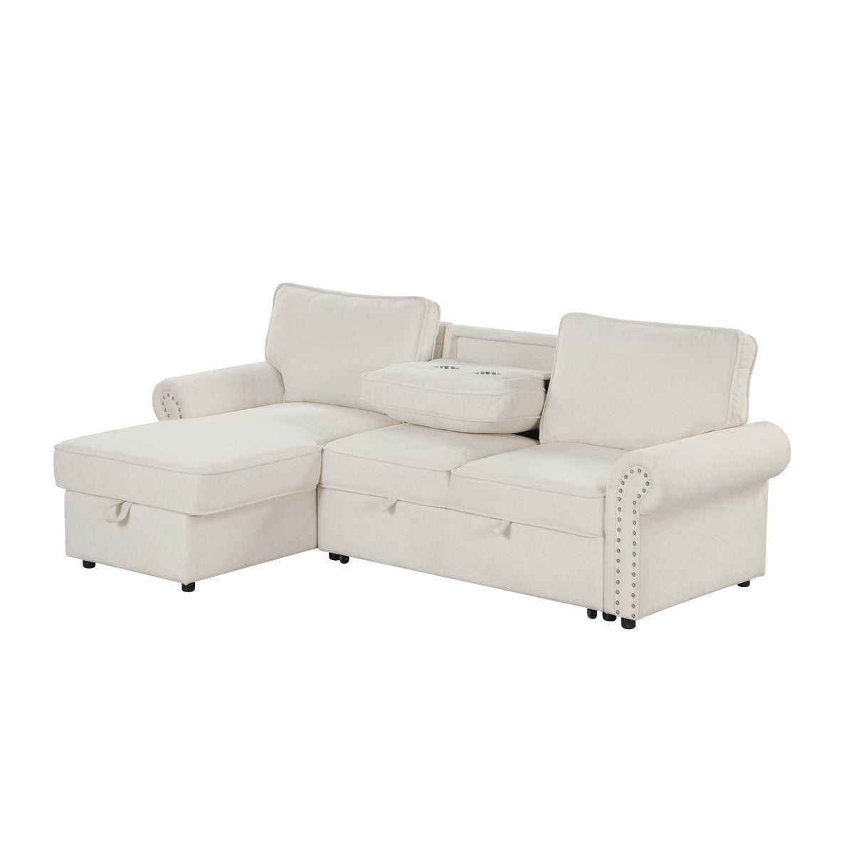 variant-group:rf-n711wy000466aaa|Roomfitters 95" Convertible Sectional Sleeper Sofa L-Shaped Couch with Storage Chaise and Pull Out Bed for Living Room, Beige
