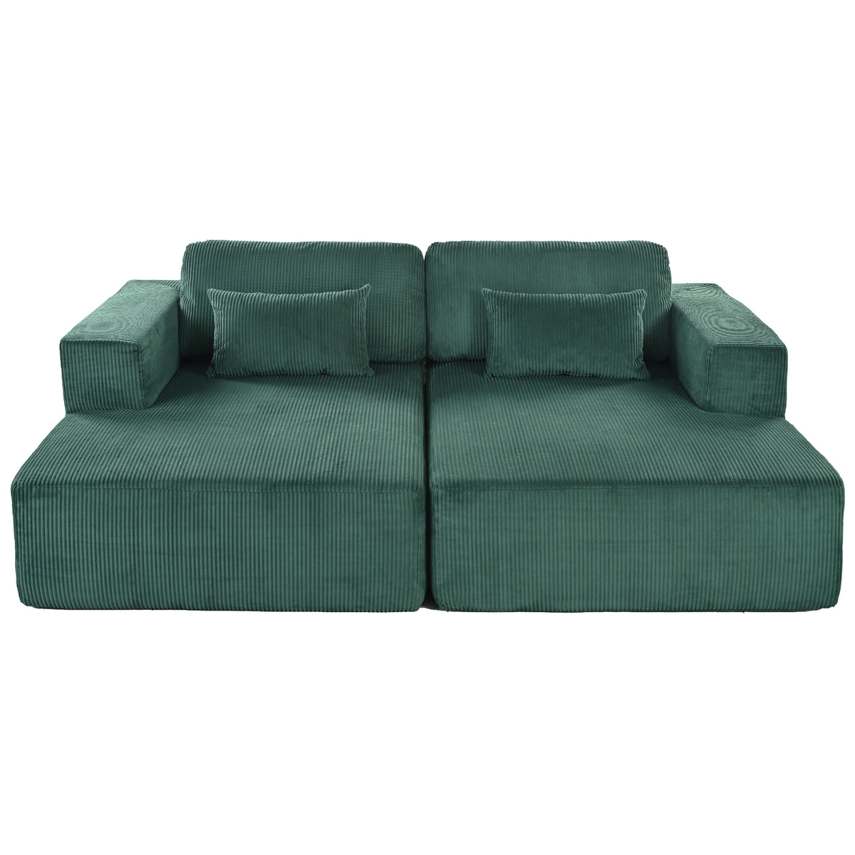 variant-group:rf-n711wy000449aac|Roomfitters Corduroy Double Sofa Bed with Pillows, Modern Convertible Couch for Living Room, Apartment, Green