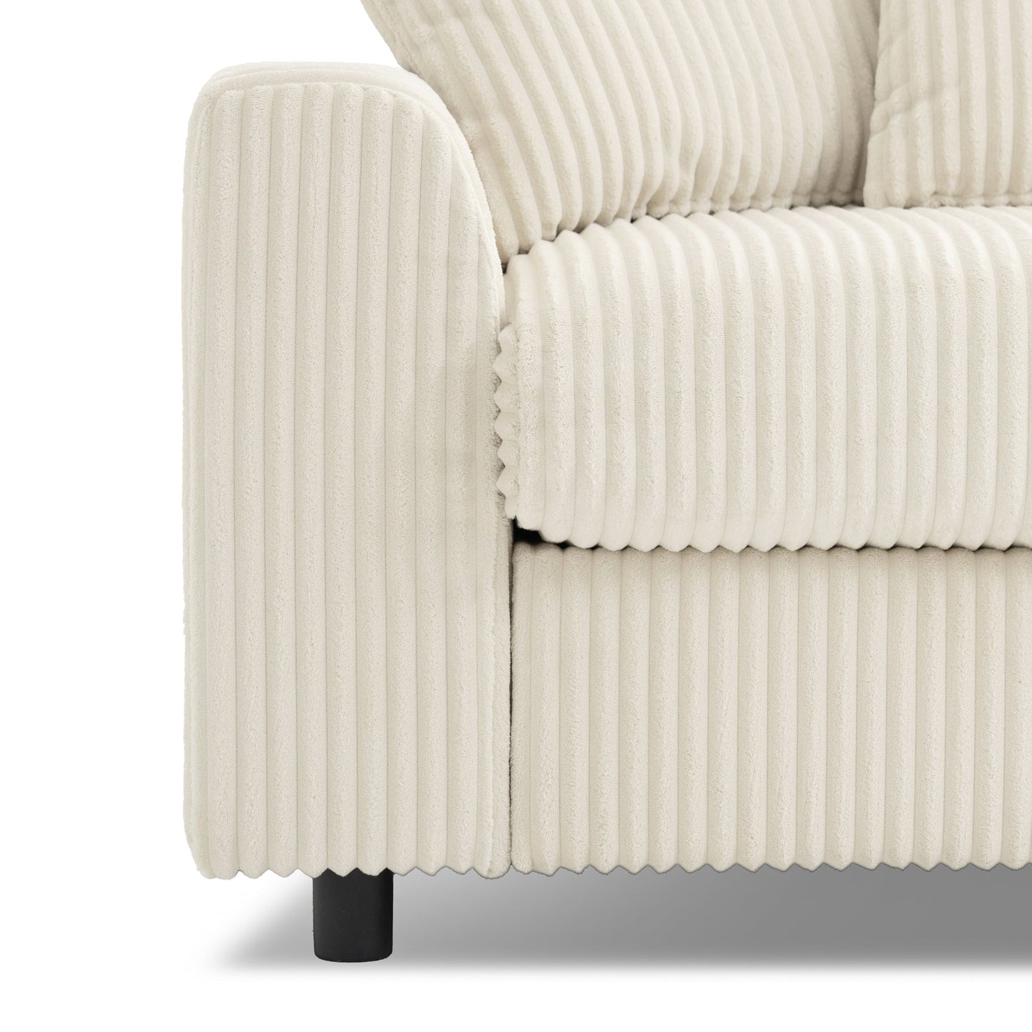 Roomfitters 112 Inch L-Shaped Modular Sectional Sofa with Bluetooth Speaker, Console and Cup Holders for Home, Cream Roomfitters