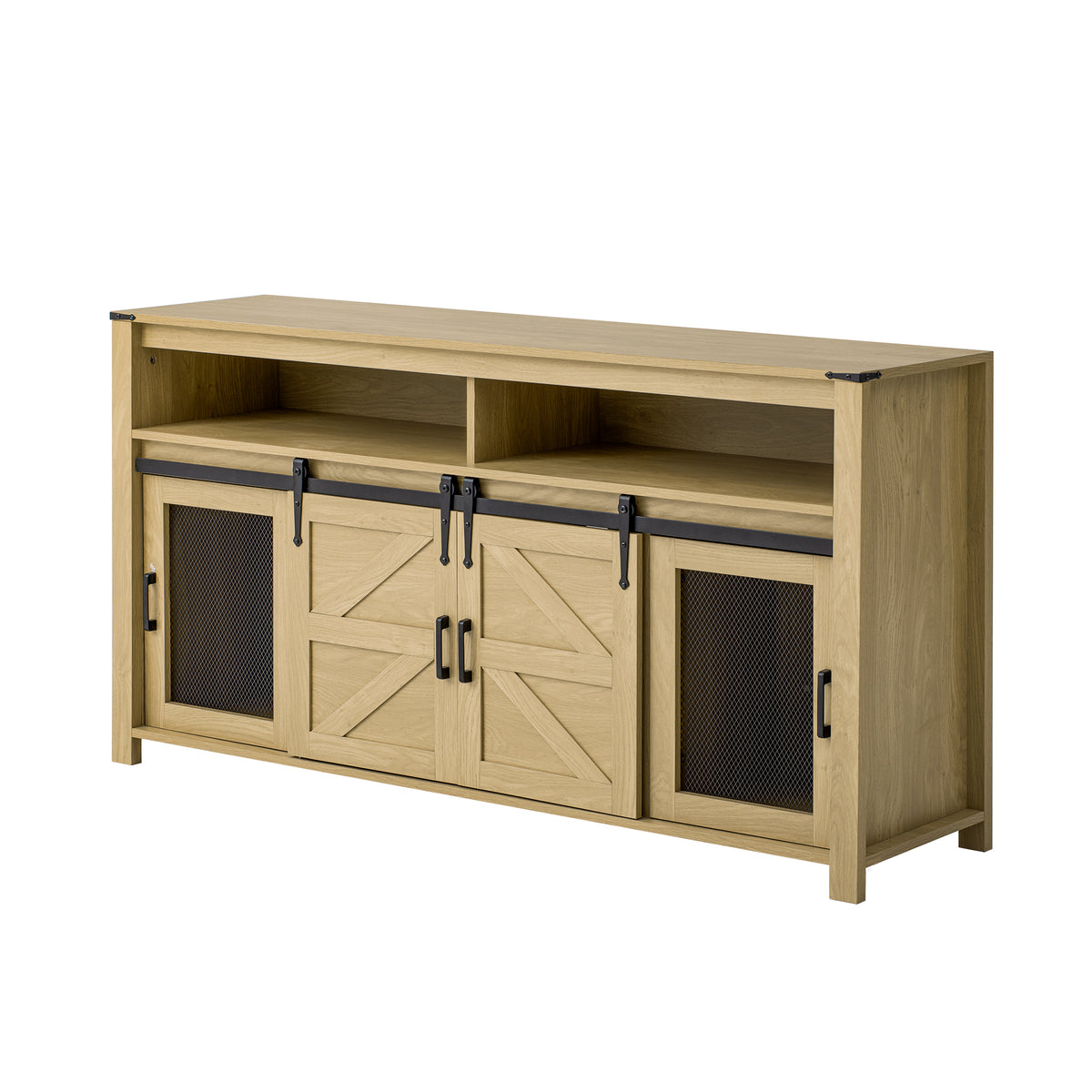 variant-group:rf-n711p347388o|Roomfitters 59.3" Sideboard Buffet Cabinet with Sliding Barn Doors, Modern Farmhouse Storage for Kitchen & Dining, Natural