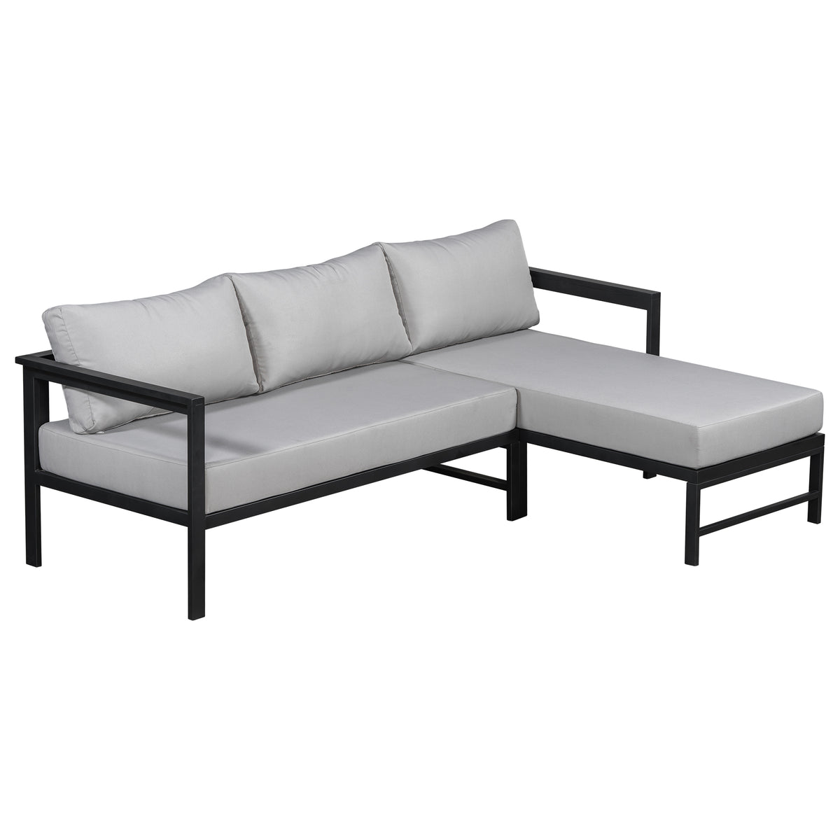 variant-group:rf-n711wy000480aae|Roomfitters Modern L-Shaped Outdoor Sectional Sofa, 3-Seater Patio Conversation Couch, Grey Cushions, Iron Frame Lounge