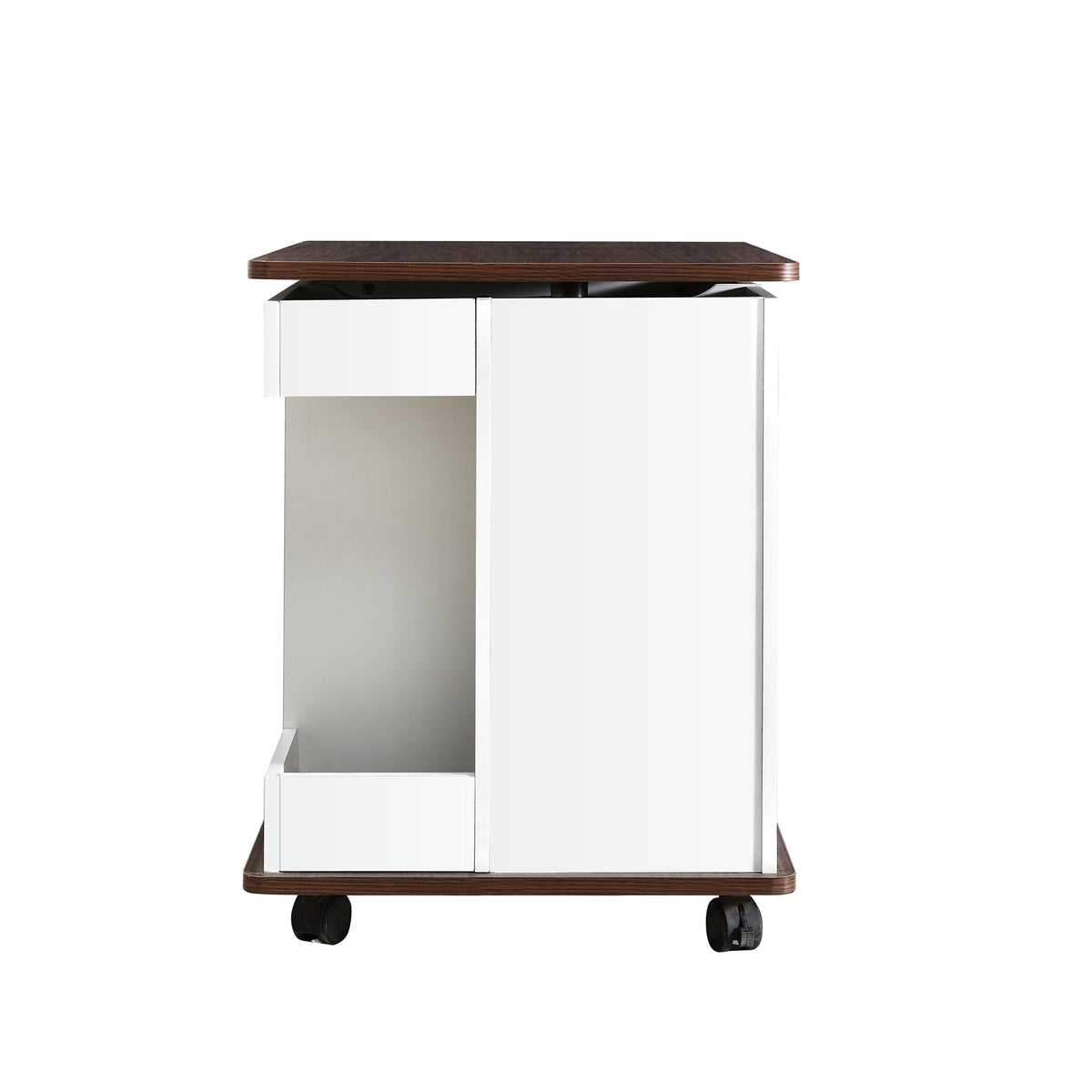 variant-group:rf-n724p292505k|Roomfitters Adjustable Sofa Side Table with Lift-Top, Rotating Surface and Storage on Wheels for Small Spaces, Brown