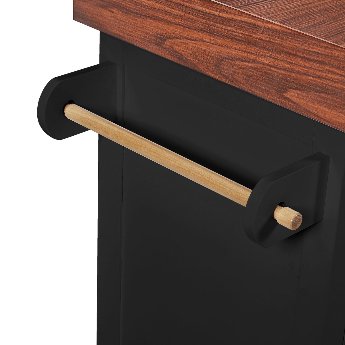 variant-group:rf-n707s000025b|Roomfitters 53" Kitchen Island with Butcher Block Top, Storage Cabinet with Drawers, Spice Rack and Towel Holder, Black