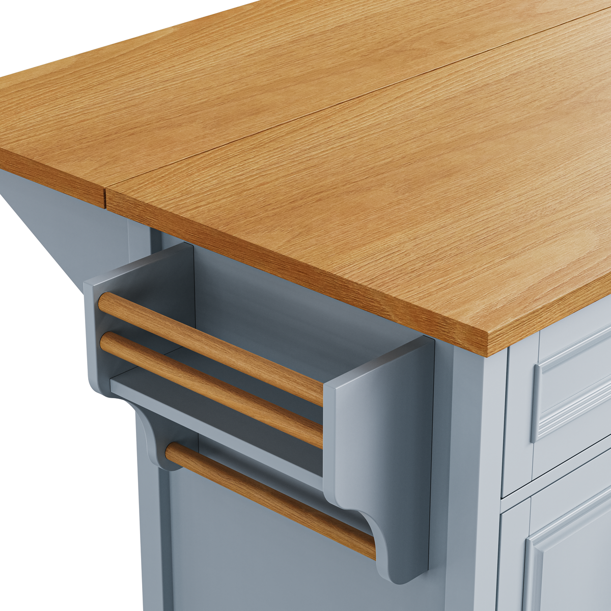 variant-group:rf-n707p195393g|Roomfitters 52" Kitchen Island with Drop Leaf, Rolling Kitchen Cart with Storage Cabinet, Spice Rack, Towel Rack, Adjustable Shelf, Blue Grey