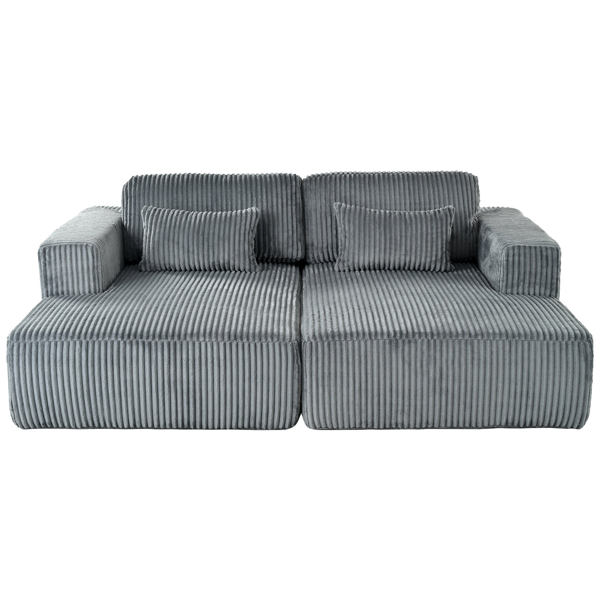 variant-group:rf-n711wy000449aae|Roomfitters Corduroy Double Sofa Bed with Pillows, Modern Convertible Couch for Living Room, Apartment, Gray