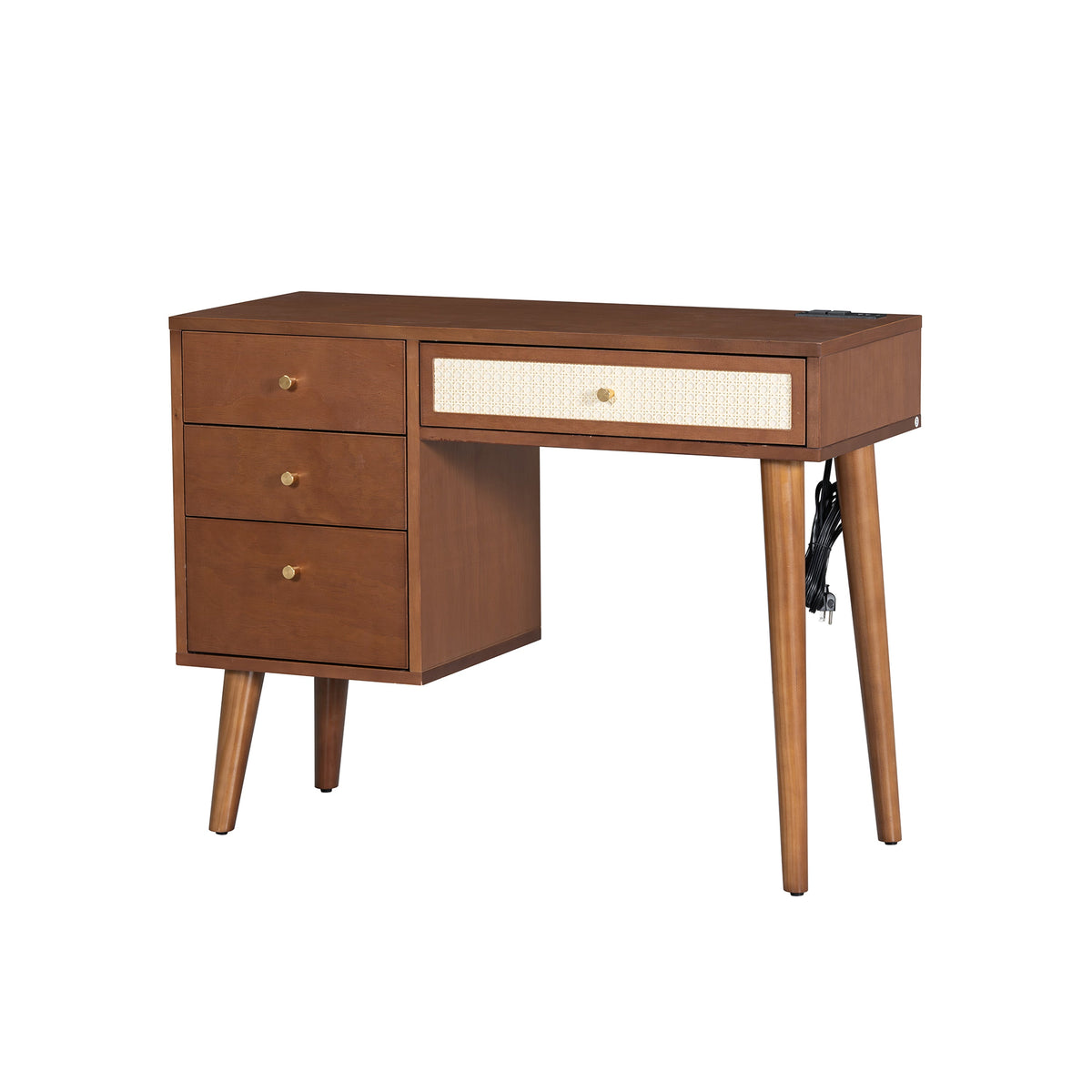 Roomfitters Wooden Nightstand with Two Storage Cabinets, End Table for Bedroom, White and Pink