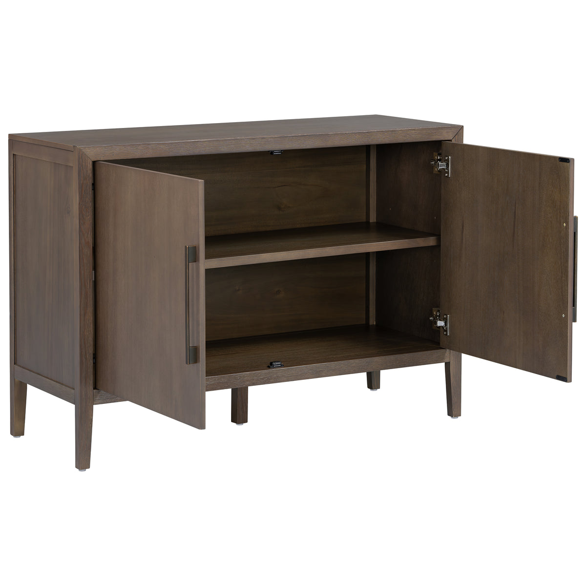 variant-group:rf-n711p410389d|Roomfitters 47.25-Inch Farmhouse Sideboard, 2-Door Buffet Cabinet, Medium Brown Wooden Storage Console, Metal Handles