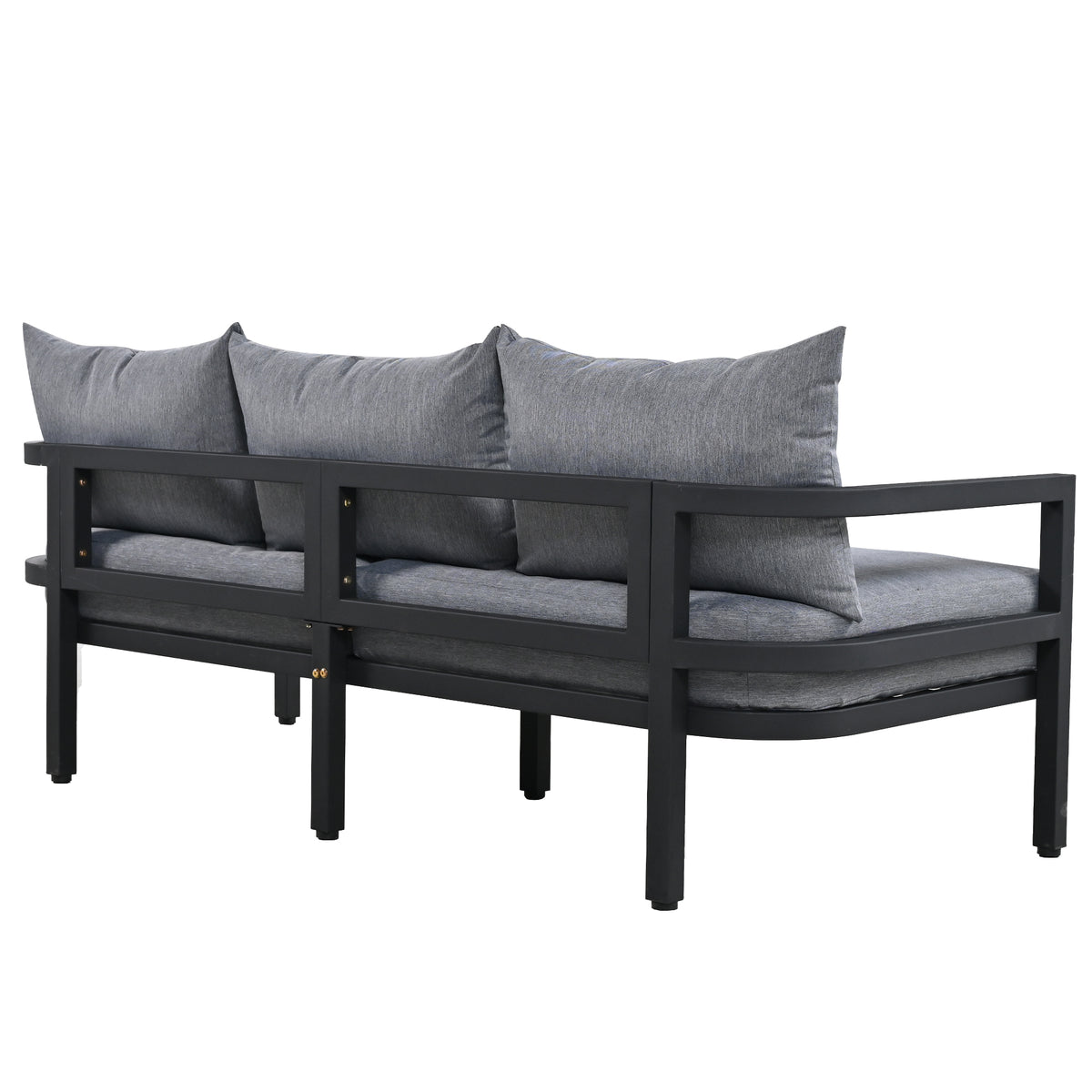 variant-group:rf-n711wy000470aae|Roomfitters 4-Piece Outdoor Steel Sofa Set with Coffee Table, 3-Seater Couch and 2 Armchairs for Patio Garden, Gray