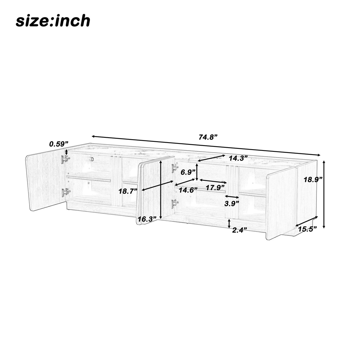 variant-group:rf-n724p426854m|Roomfitters Modern Storage Cabinet Credenza TV Media Console, Oak Finish