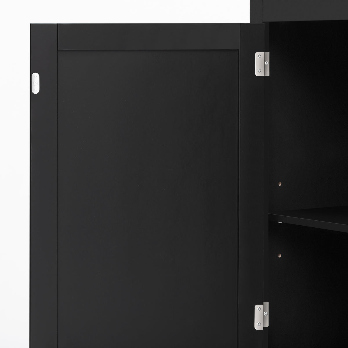 variant-group:rf-n724sj000160aab|Roomfitters 3-in-1 Entryway Hall Tree with Overhead Storage Cabinet, 2 Drawers, Black