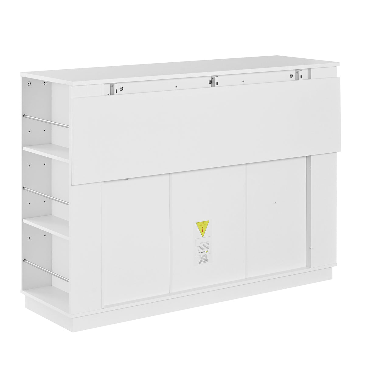 variant-group:rf-n711p437715k|Roomfitters 47.2-Inch Counter Height Bar Cabinet, White Sideboard Buffet Table, Foldable Drop Leaf, Built-In Power