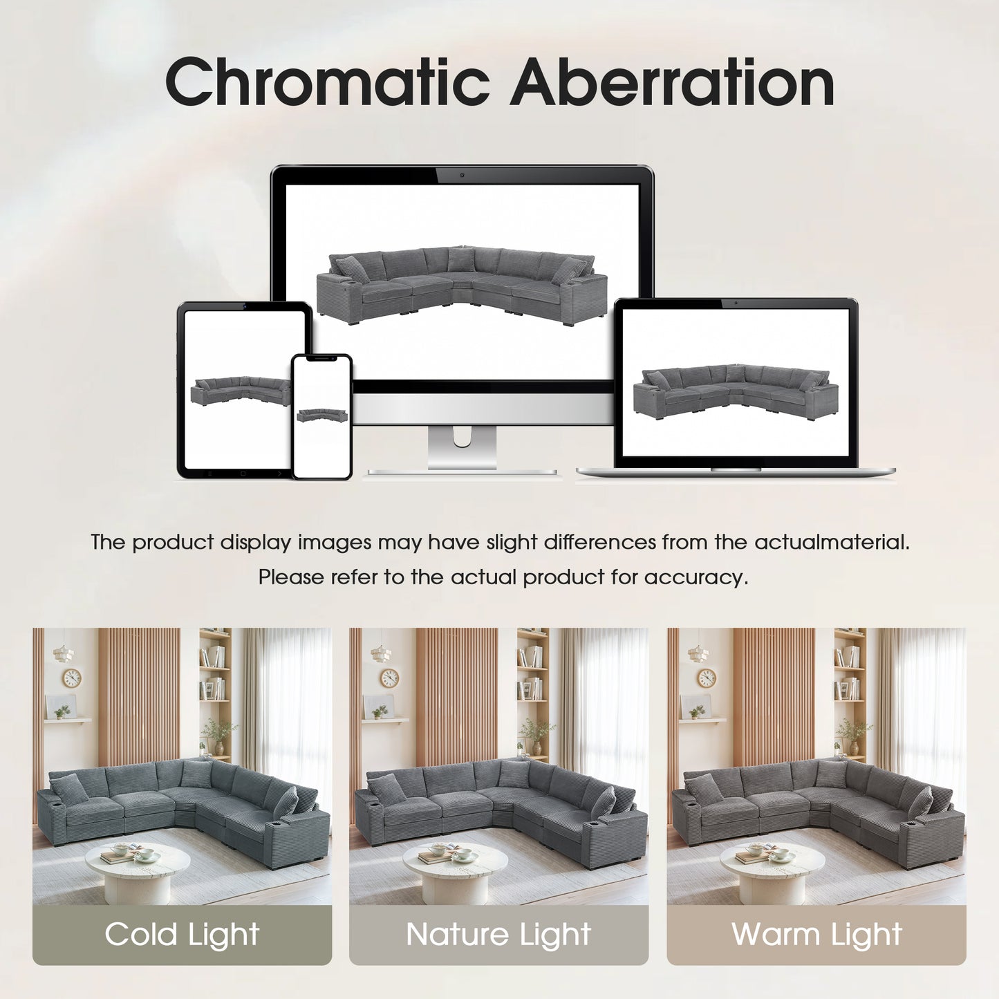 variant-group:rf-n723s1187e|Roomfitters 104 Inch Modern L-Shaped Sectional Sofa with Cup Holders, Comfortable Corduroy Upholstered Corner Couch, Gray