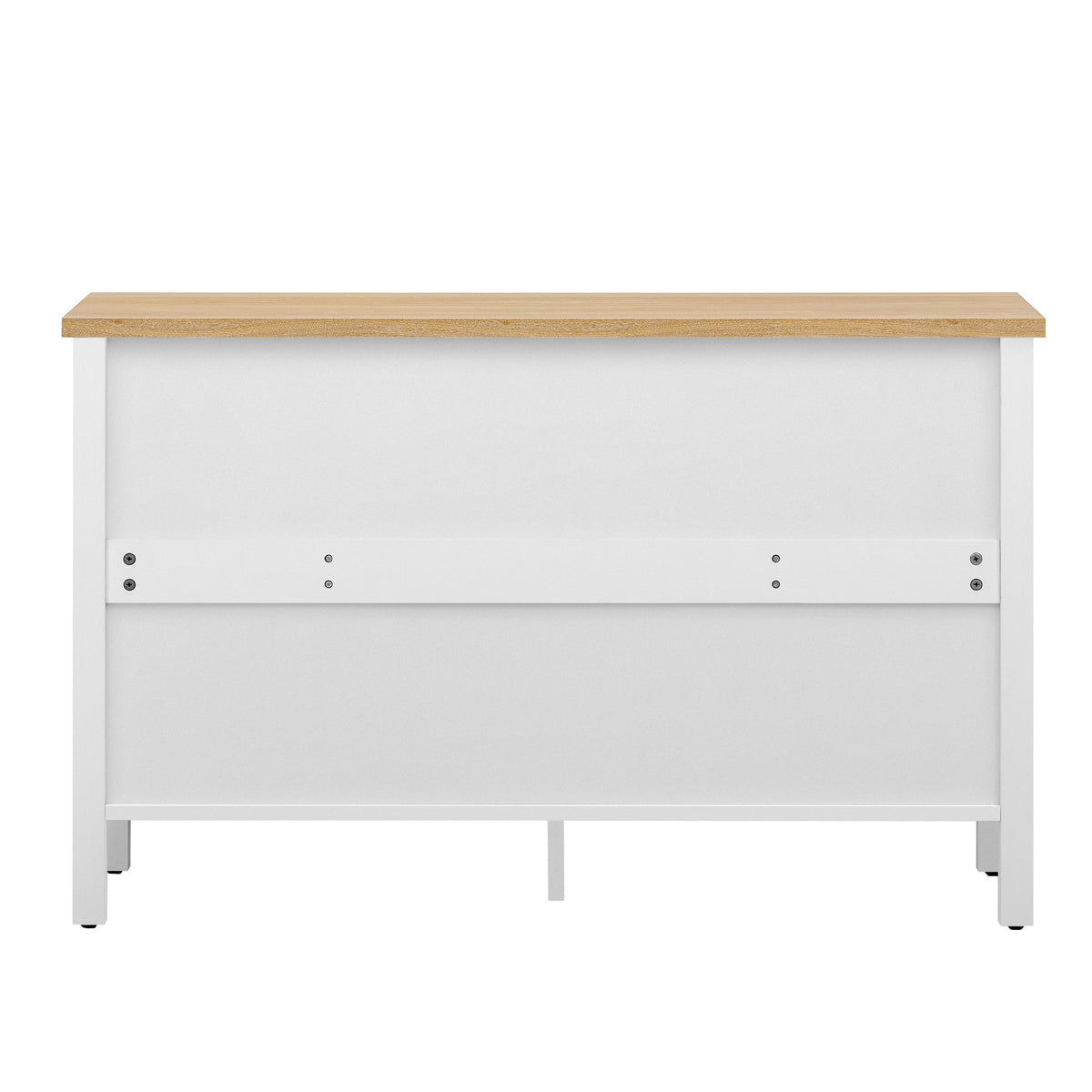 Roomfitters Retro TV Stand for up to 43 Inch TV, Media Console with Glass Cabinet Doors and Anti-Tip Safety Feature, White Roomfitters