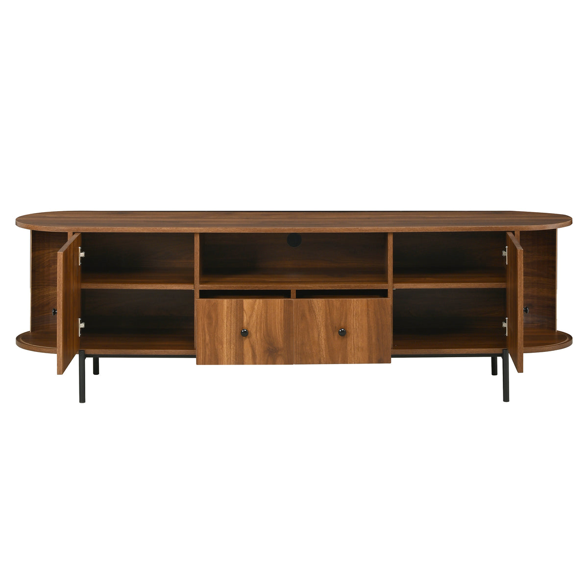variant-group:rf-n724p437189m|Roomfitters American Style TV Stand with Rattan Arched Doors, Steel Legs, Antique Brown