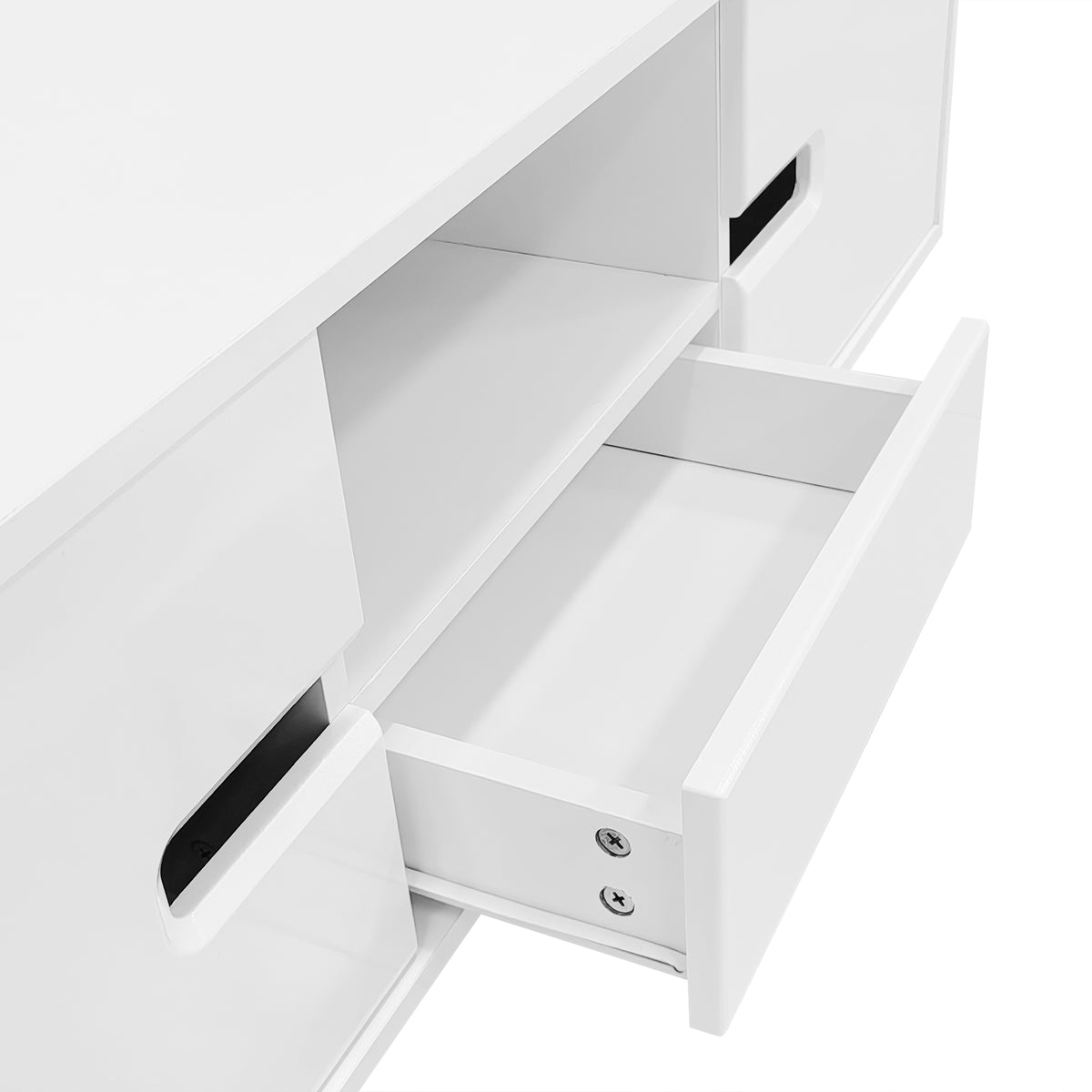 variant-group:rf-n724p294656k|Roomfitters Modern Glossy Coffee Table with Storage Space and Light Accent, Rectangle Center Table for Living Room, White