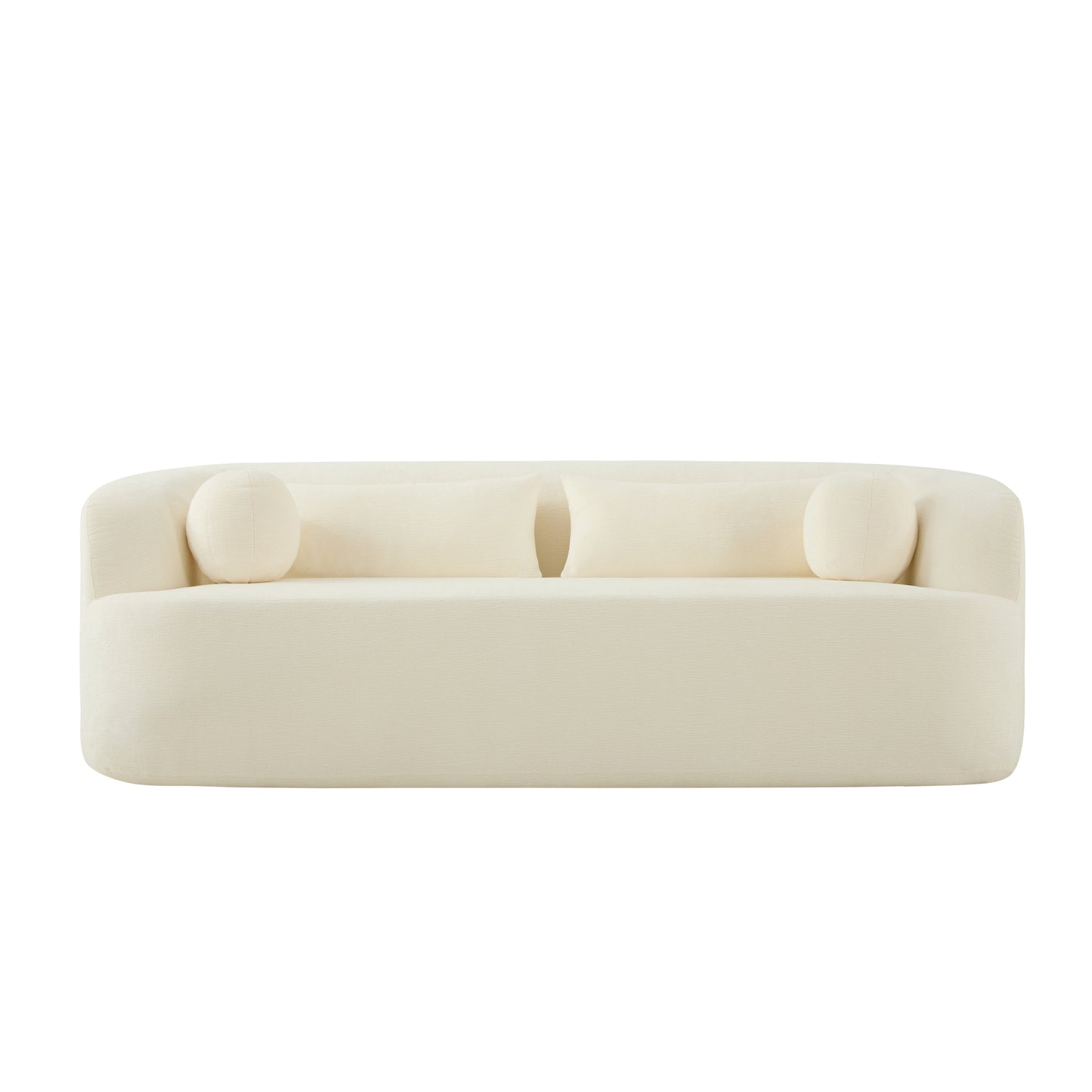 variant-group:rf-n723p404465a|Roomfitters 86 Inch Modern Curvy Sofa, 3-Seater Rounded Upholstered Couch with Plush Throw Pillows for Living Room, Beige