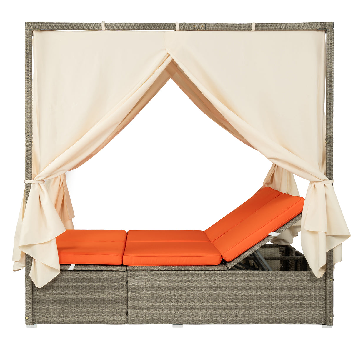 variant-group:rf-n711wy000437aao|Roomfitters Outdoor Canopy Daybed with Cushions, Hidden Storage, Adjustable Lounge Chair, Retractable Canopy, for Patios, Orange