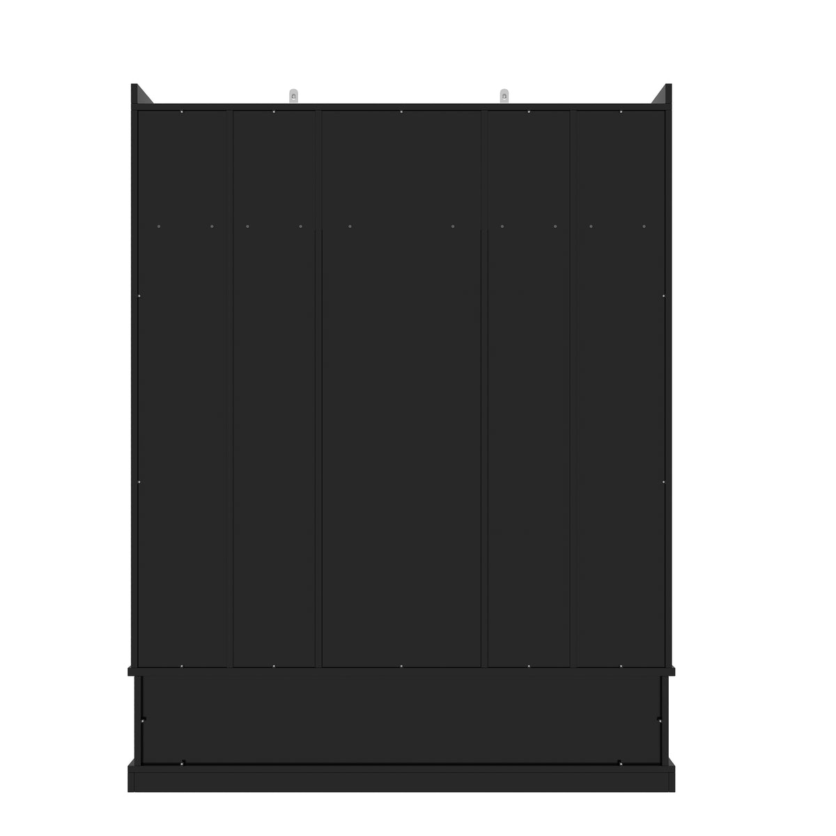 variant-group:rf-n724sj000139aab|Roomfitters 78.7" Hall Tree with Bench, 5 Cubbies, 4 Doors, 5 Drawers, Adjustable Shelves, Black