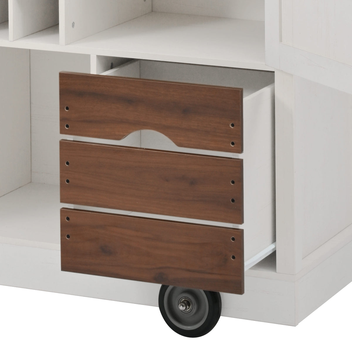 variant-group:rf-n707p349814w|Roomfitters 54" Farmhouse Kitchen Island with Drop Leaf, Power Outlet, Wine Rack, 2 Drawers, 2 Doors, White