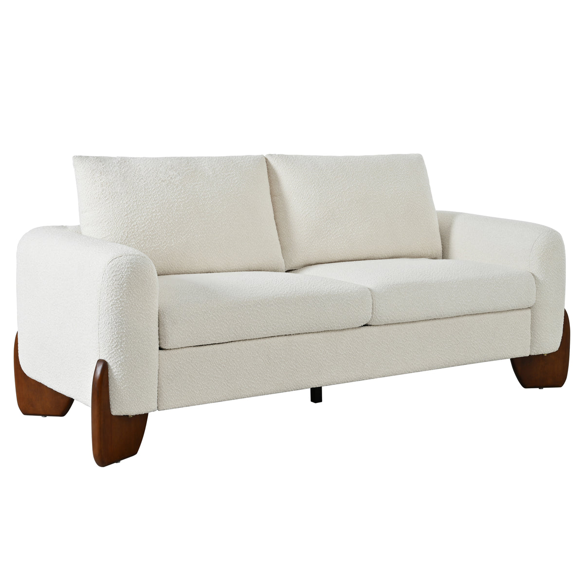 variant-group:rf-n711wy000479aaa|Roomfitters Modern 3-Piece Living Room Sofa Set, Bouclé Fabric Loveseat and 2 Armchairs Pack, Beige Pinewood Lounge