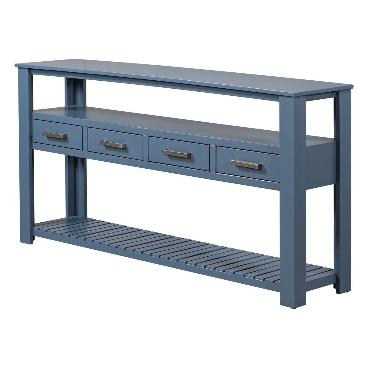 variant-group:rf-n711p410406v|Roomfitters 61.5" Entryway Table with 4 Drawers, 3-Tier Console Sofa Table with Open Shelves for Hallway, Navy Blue