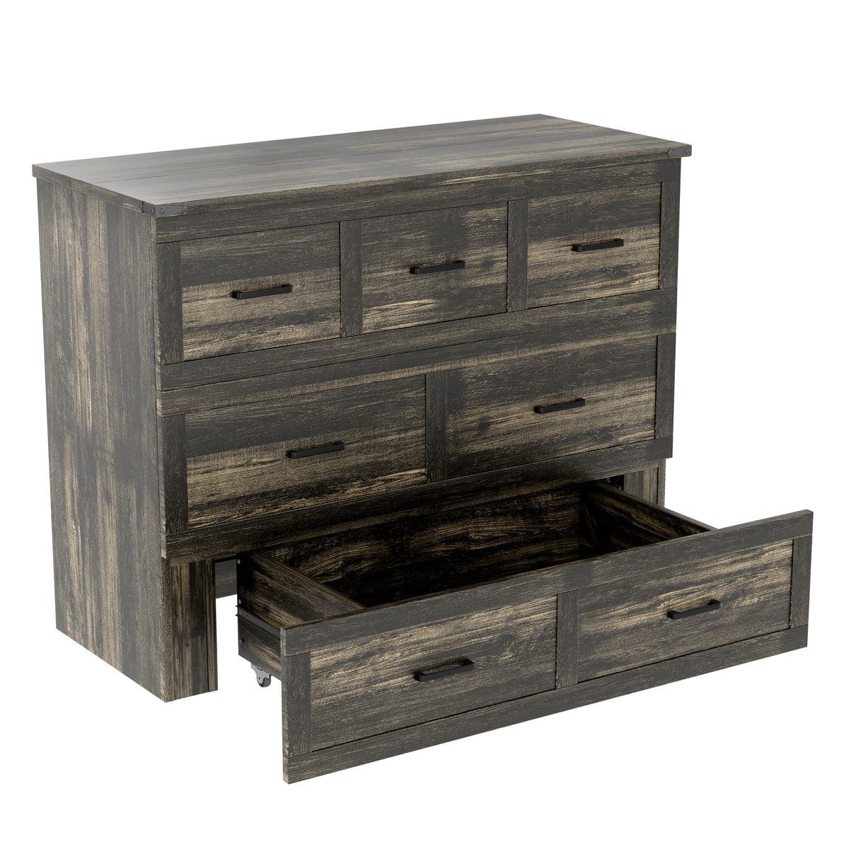 variant-group:rf-n733s293995g|Roomfitters Full Size Murphy Bed Cabinet with Charging Station, Foldable Platform Bed with Storage Drawer, Rustic Gray