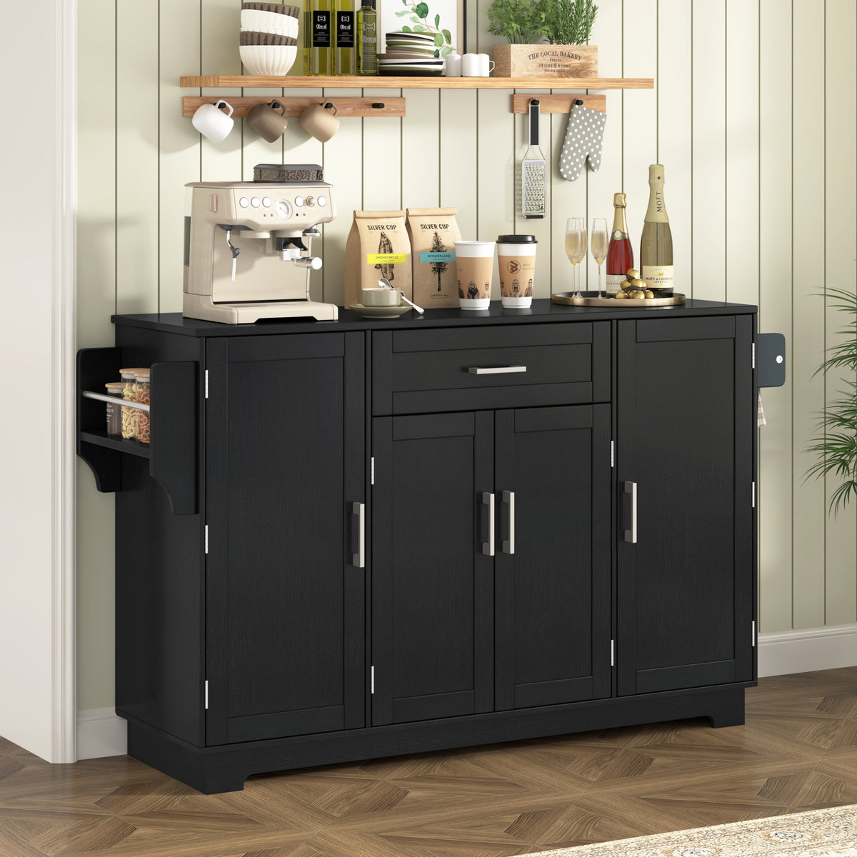 variant-group:rf-n711p437643b|Roomfitters Modern Contemporary Black Melamine MDF Sideboard Buffet Cabinet Dining Room Storage Kitchen Credenza