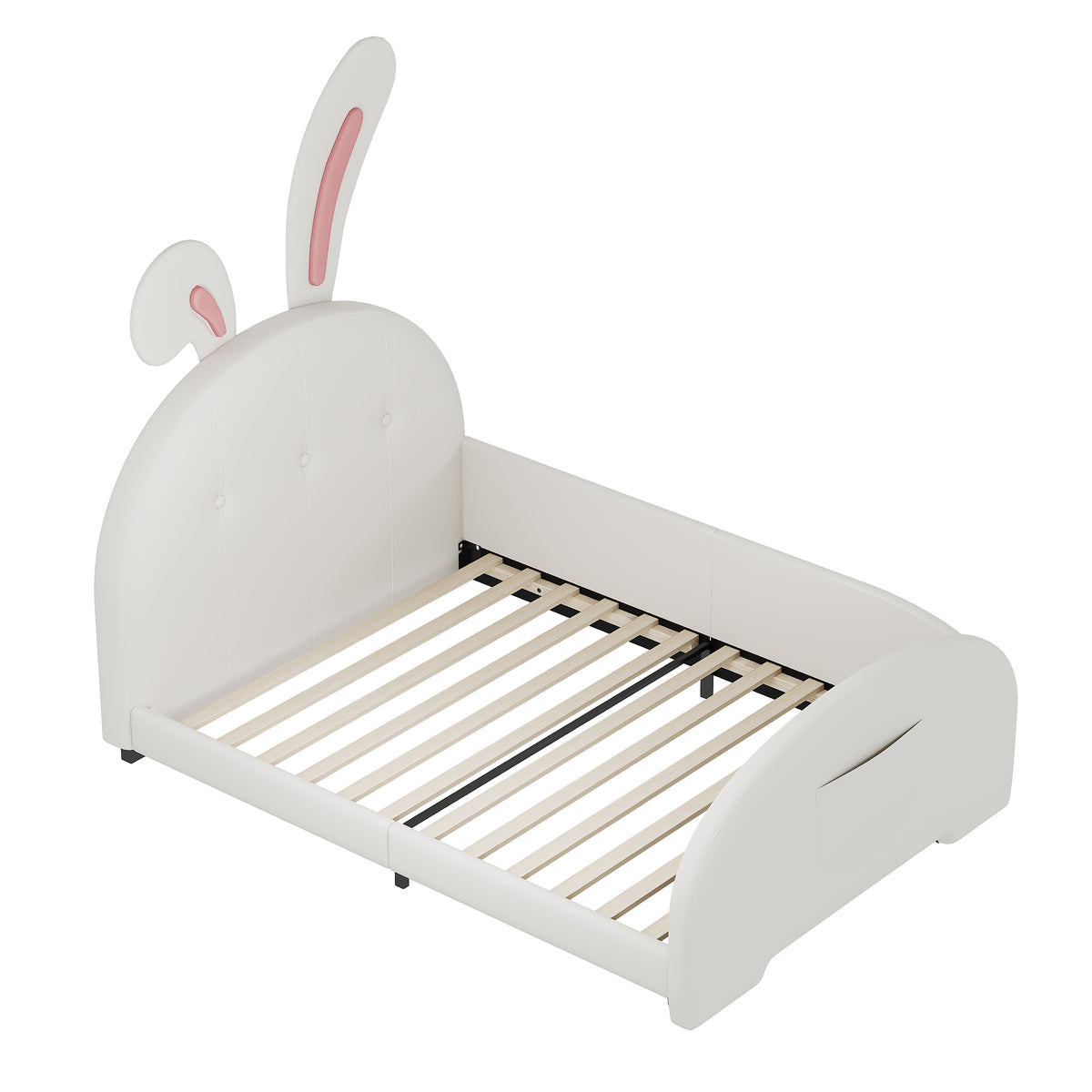 variant-group:rf-n733p198764k|Roomfitters Rabbit-Shaped Princess Twin Platform Bed with Upholstered Headboard and Footboard, White