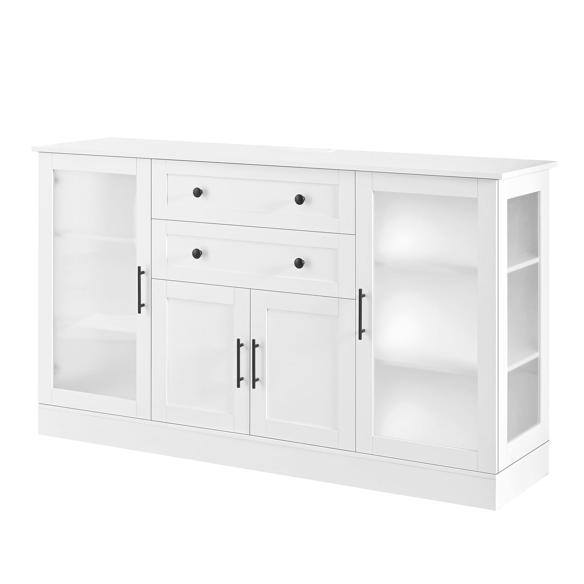 variant-group:rf-n711p437648k|Roomfitters Contemporary White Melamine MDF Buffet Sideboard Storage Cabinet Acrylic Doors Dining Room Kitchen Console