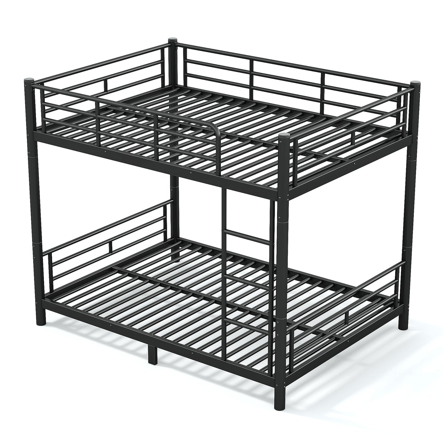 variant-group:rf-w1580p454730|Roomfitters Full over Full Metal Bunk Bed Frame for Teens Adults, Convertible 2 Separate Beds Round Tube, Black